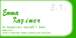 emma kazimer business card